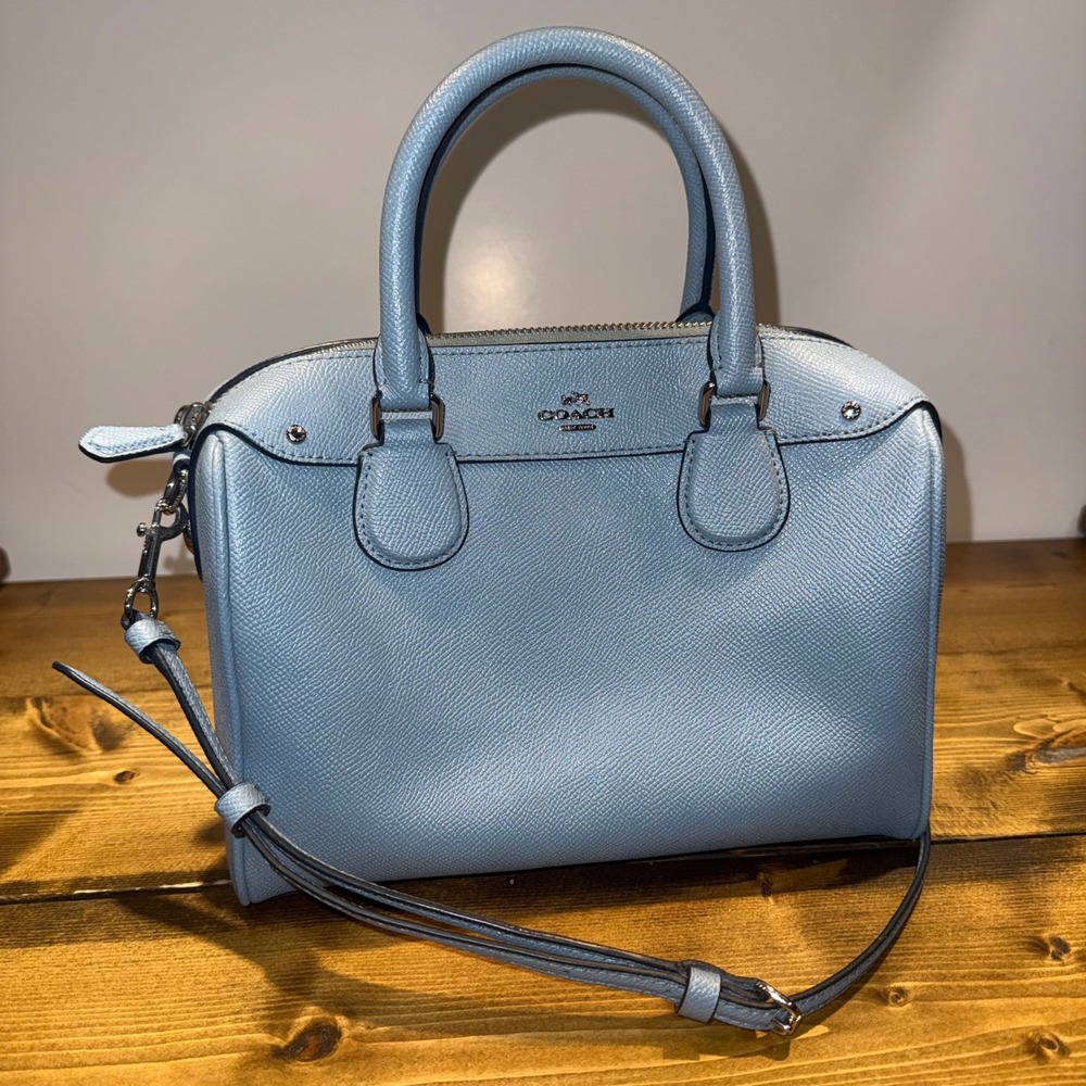 Coach Mini Bennett Satchel Baby Blue Leather Crossbody NWOT Silver Tone Hardware